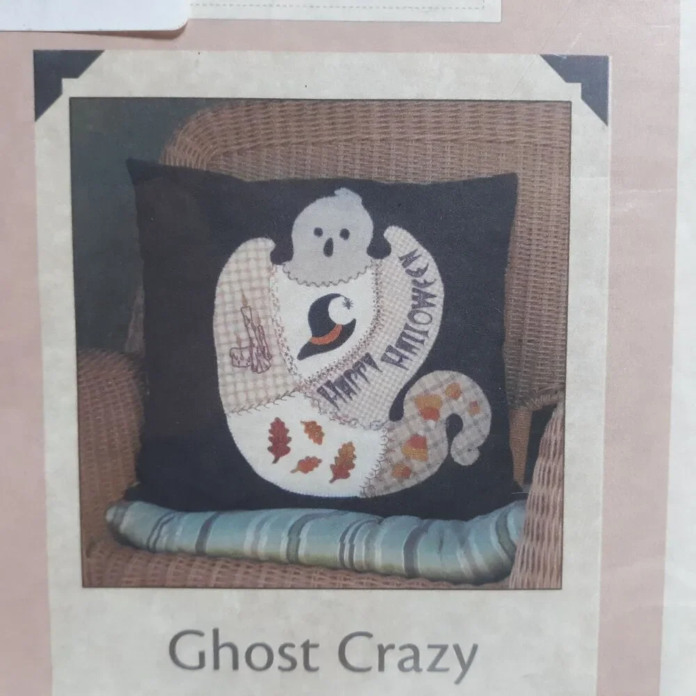 New Halloween Pillow Ghost Crazy Sew Cherished Sewing Pattern Applique Home Deco